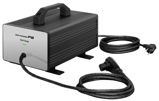 Seabob F9 connected to its charger